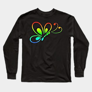 Rainbow Color Butterfly Long Sleeve T-Shirt